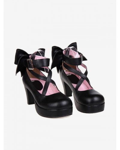 Sweet Platform Heels Lolita Shoes Ankle Straps Round Toe Street Wear