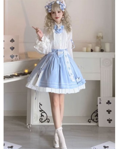 Lolita Skirt Ruffles Light Sky Blue Lolita Skirts Sweet Kimono ROCOCO Spring Summer Fall