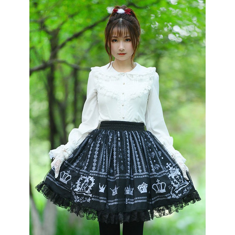 Black Lolita SK Lace Lolita Skirts Daily Casual Tea Party