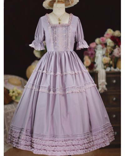 Sweet Lolita Dress Polyester Short Sleeves Ruffles Dress Lolita Dress