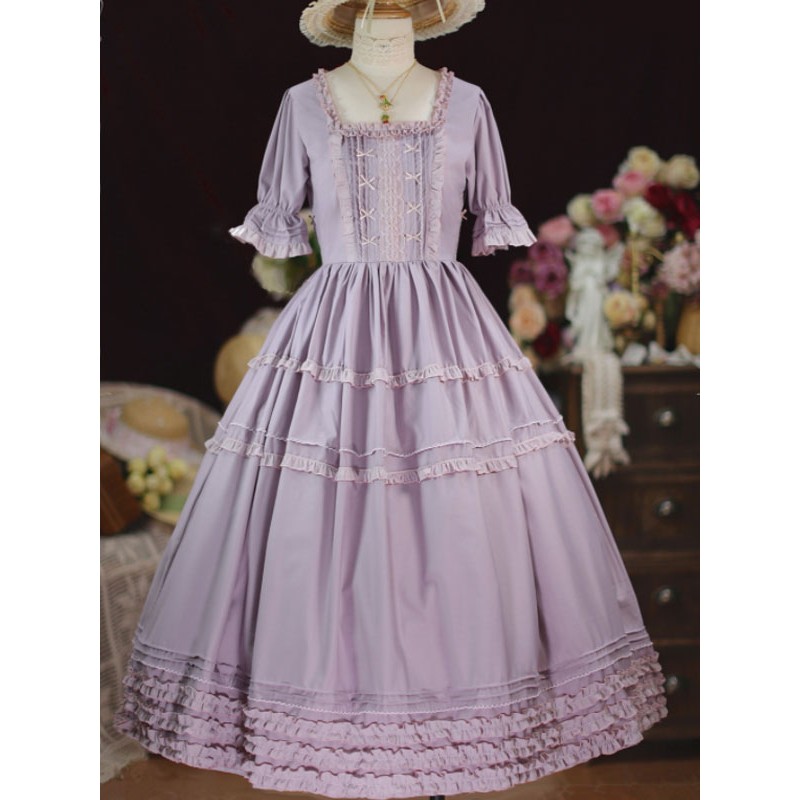 Sweet Lolita Dress Polyester Short Sleeves Ruffles Dress Lolita Dress