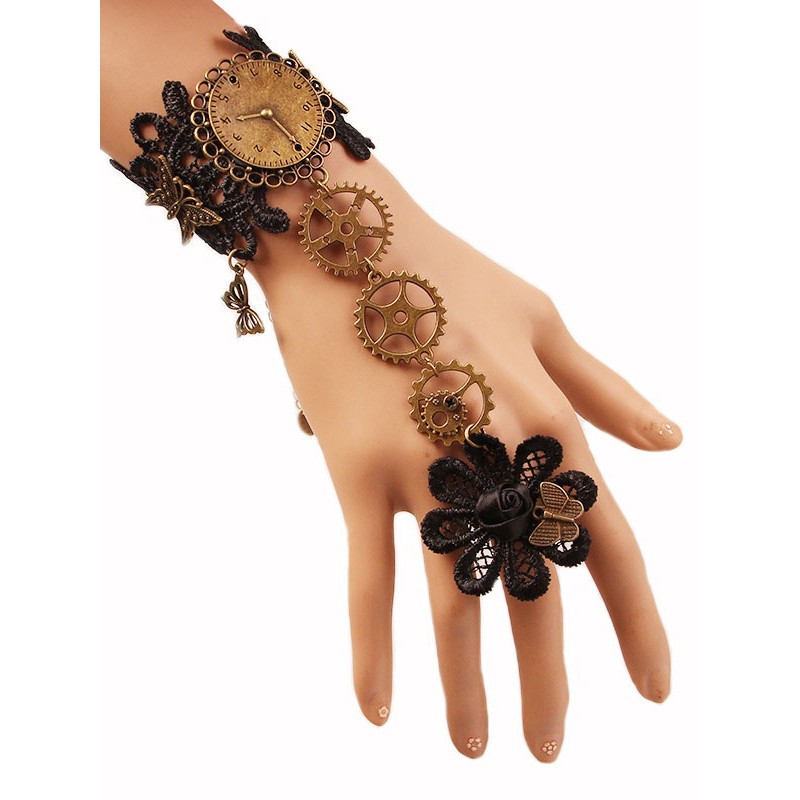 Lolita Bracelet Lace Metal Details Bronze Lolita Accessories Steampunk Tea Party