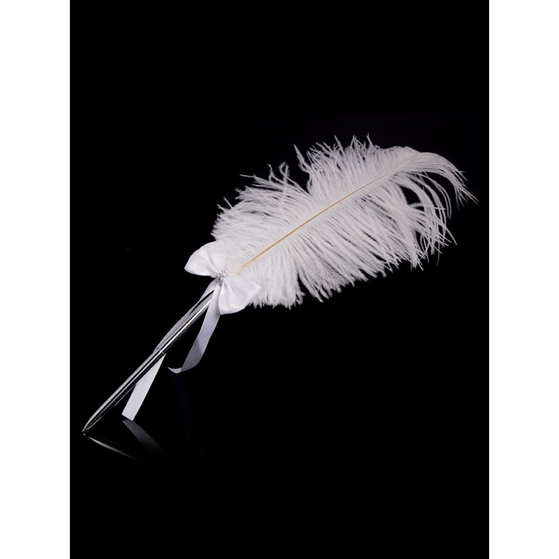 1920s Party Decoration White Feather Rhinestone Signbroad Pen Flapper Retro Costume Accessory Decorative Figures  Accents Mardi Gras Halloween Homecoming