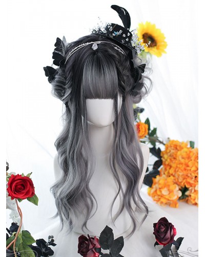 Lolita Wig Deep Gray Long Heat-resistant Fiber Lolita Accessories Harajuku Fashion Daily Casual Tea Party