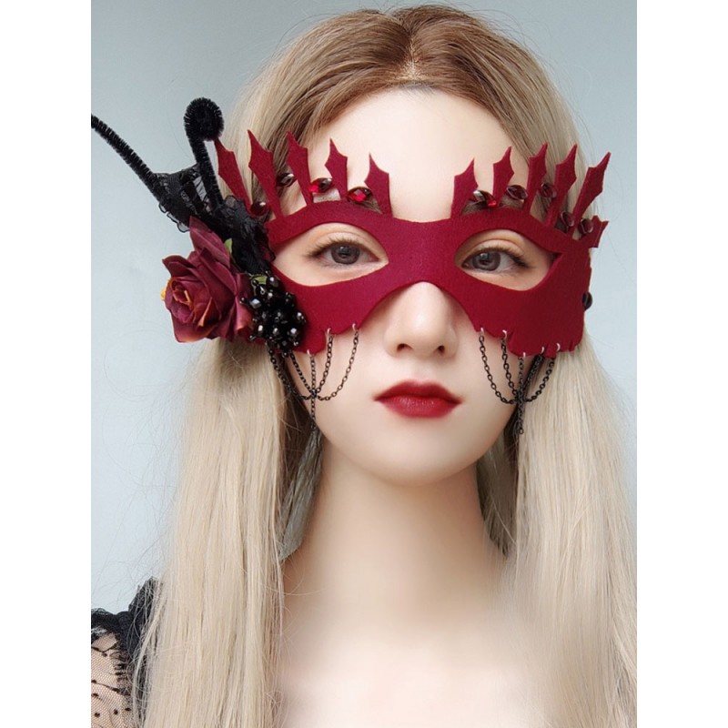 Carnival Mask For Adults Red Plastic Masquerade Costume Accessories Mardi Gras Ball