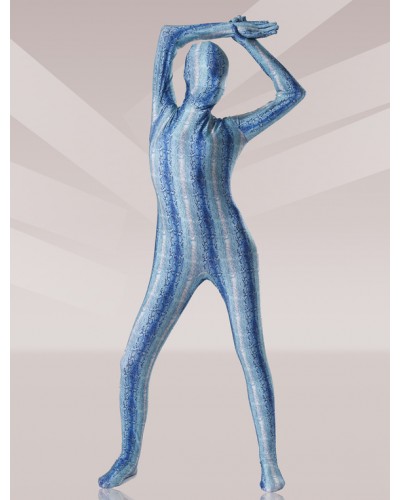 Unisex Morph Suit Water Blue Python Print Lycra Spandex Fabric Zentai Suit Full Body Suit