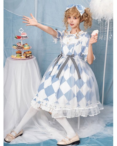 Sweet Lolita Dress Alice Polyester Short Sleeves Dress