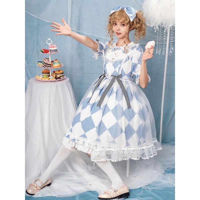 Sweet Lolita Dress Alice Polyester Short Sleeves Dress