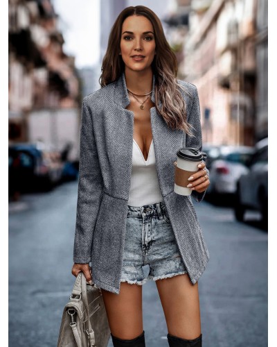 Blazer Jacket For Women Modern Long Sleeves Outerwear Tailored Jacket Spring Fall Winter