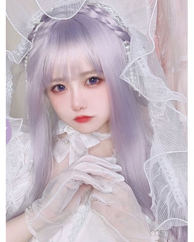 Lolita Wig Lavender Long Heat-resistant Fiber Lolita Accessories Sweet Harajuku Fashion ROCOCO Daily Casual Tea Party