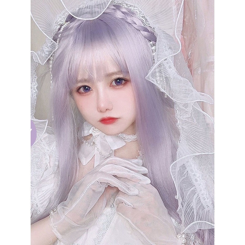 Lolita Wig Lavender Long Heat-resistant Fiber Lolita Accessories Sweet Harajuku Fashion ROCOCO Daily Casual Tea Party