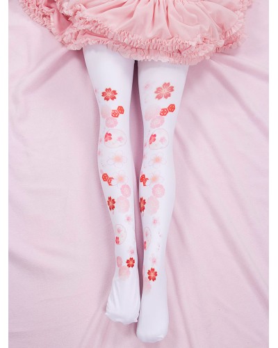 Lolita Socks Pink Spandex Sakura Pattern Lolita Accessories Sweet