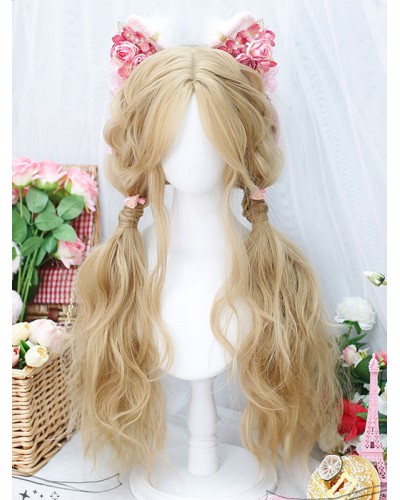 Lolita Wig Light Brown Long Heat-resistant Fiber Lolita Accessories Sweet Harajuku Fashion ROCOCO Daily Casual Tea Party