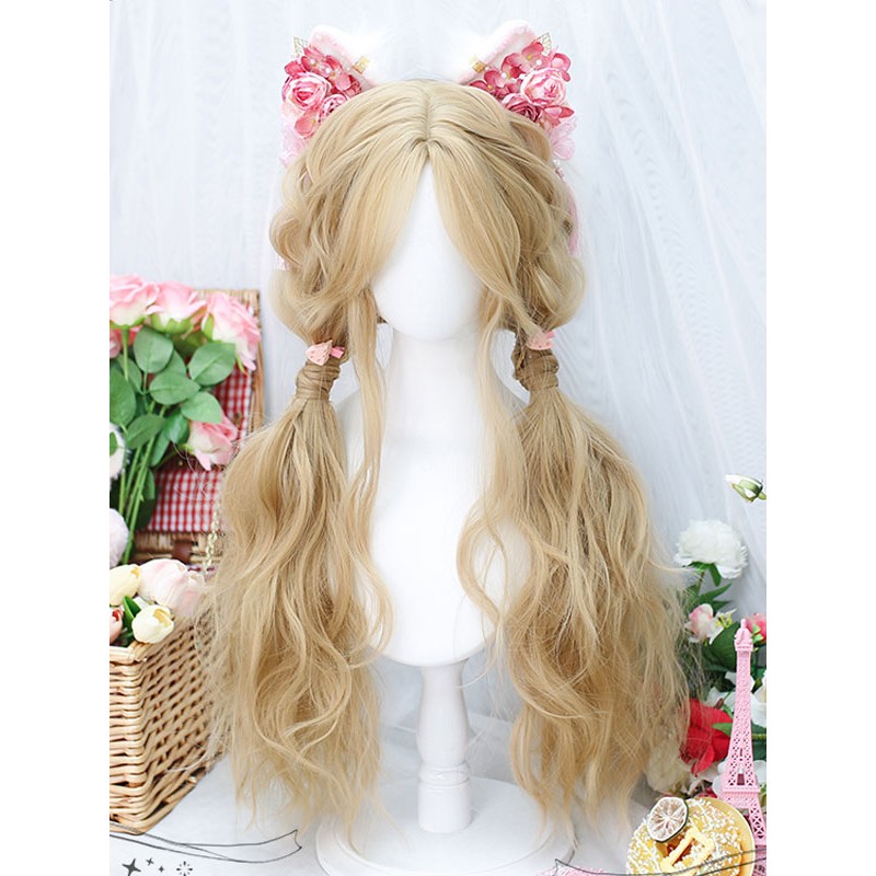 Lolita Wig Light Brown Long Heat-resistant Fiber Lolita Accessories Sweet Harajuku Fashion ROCOCO Daily Casual Tea Party