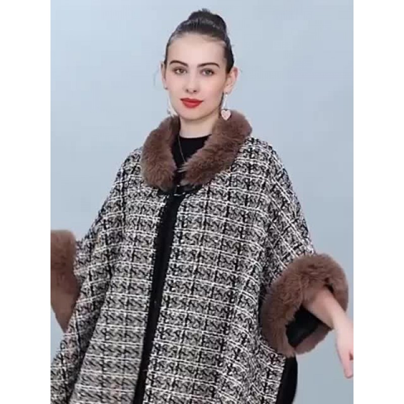 Women Poncho Coat Plaid Cape Spring Outerwear 2023 Poncho  Cape Fall Winter