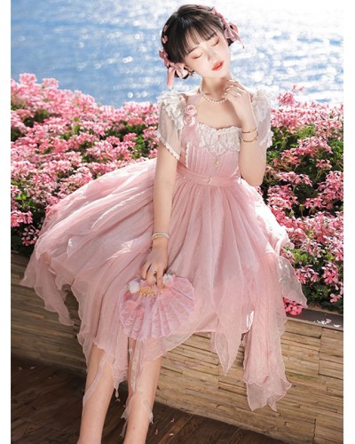 Sweet Lolita Dress Polyester Short Sleeves Dress