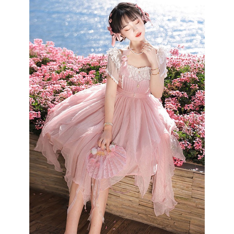 Sweet Lolita Dress Polyester Short Sleeves Dress