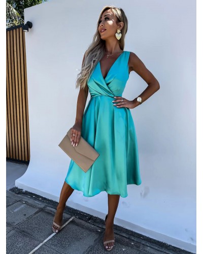 Party Dresses Aqua Sleeveless Semi Formal Midi Dress Mini