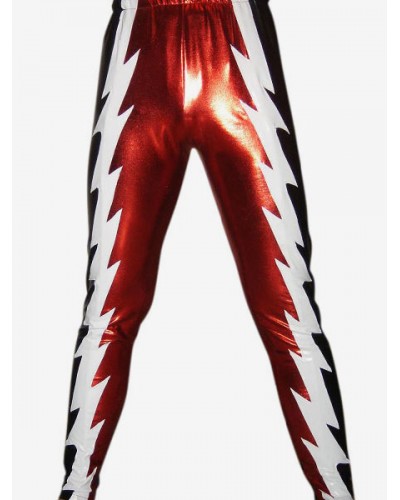 Black Red White Shiny Metallic Pants