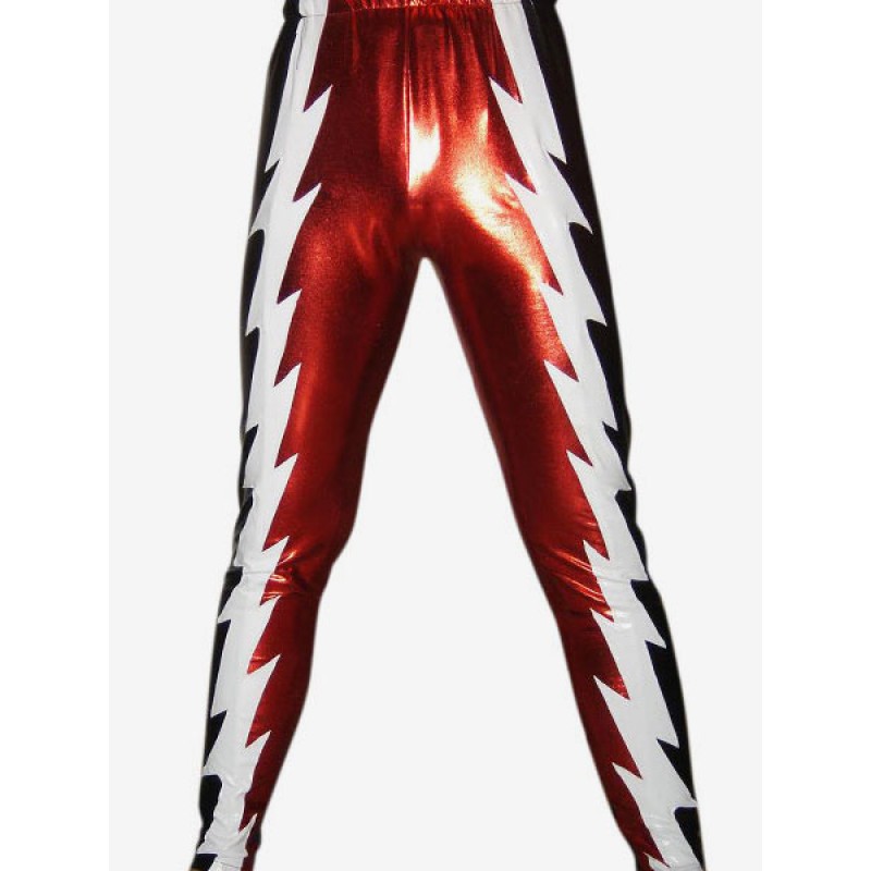 Black Red White Shiny Metallic Pants