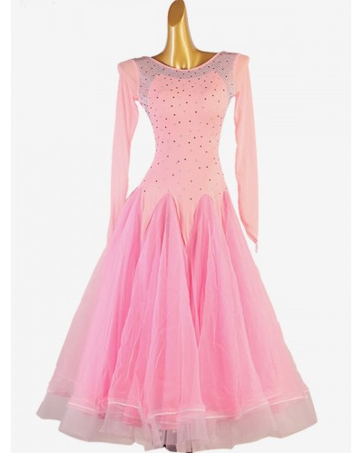 Women Ballroom Dance Costumes Pink 's Sexy Lycra Spandex Dress Dance Dress Tunic