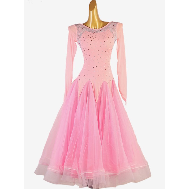 Women Ballroom Dance Costumes Pink 's Sexy Lycra Spandex Dress Dance Dress Tunic