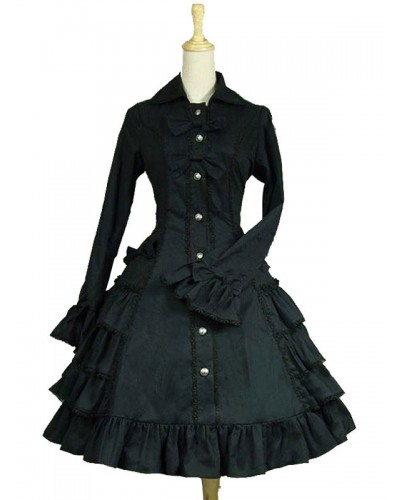 Gothic Lolita Dresses Ruffles Bows Black