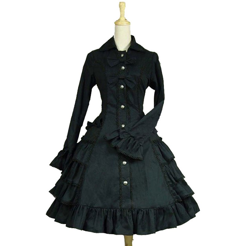 Gothic Lolita Dresses Ruffles Bows Black