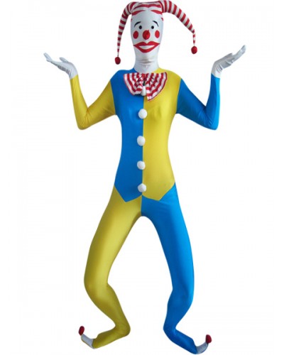 Blue And Yellow Clown Lycra Zentai Suit