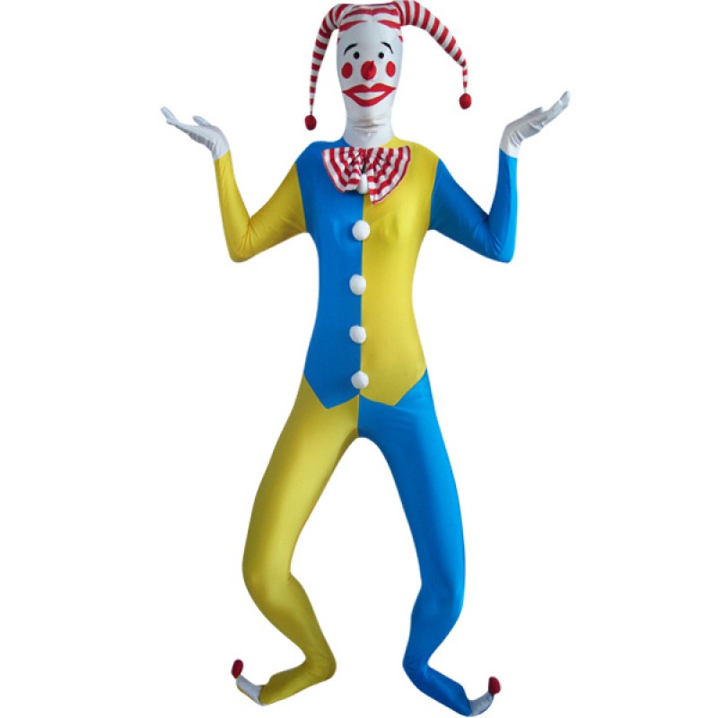 Blue And Yellow Clown Lycra Zentai Suit