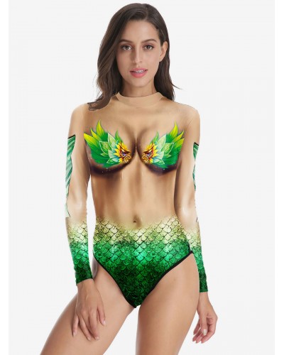 Women 's Carnival Costume Green Swimming Suit