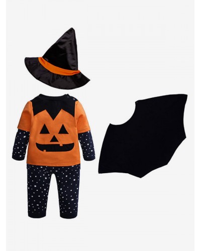 Unisex Kids Halloween Costume Pumpkin Outfit Orange Set 4 Piece Sets