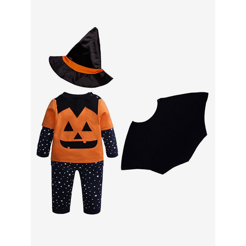 Unisex Kids Halloween Costume Pumpkin Outfit Orange Set 4 Piece Sets