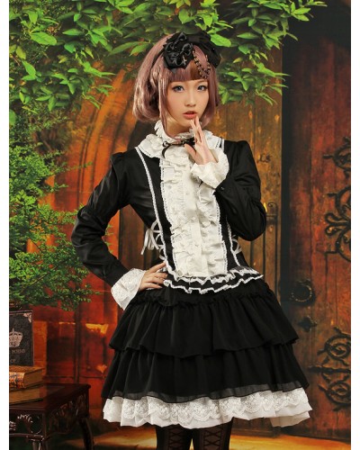 Multi Color Long Sleeves Layered Polyester Cute Lolita Outfits Classic  Traditional