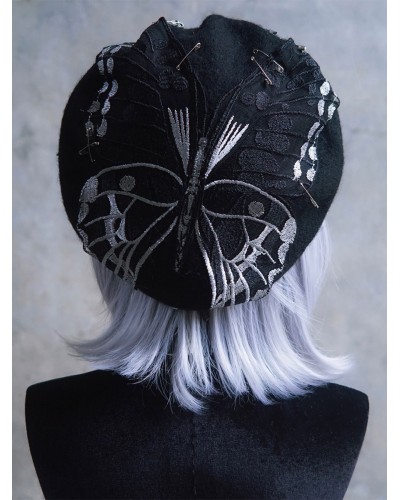 Lolita Hat Black Accessory Butterfly Pattern Polyester Lolita Accessories Steampunk Gothic