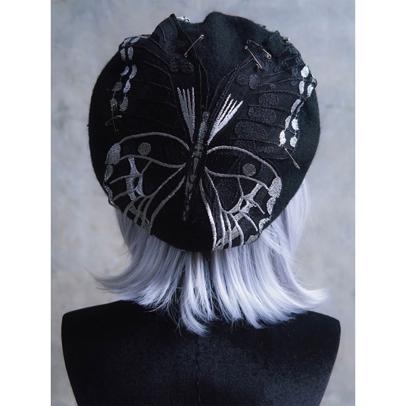 Lolita Hat Black Accessory Butterfly Pattern Polyester Lolita Accessories Steampunk Gothic