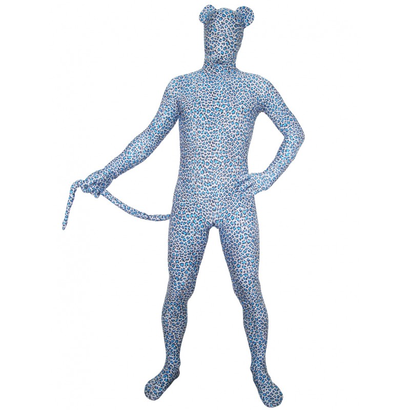 Blue Lycra Leopard Unisex Zentai Suits Bodysuit