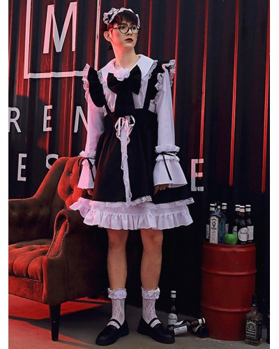 Cross Dresser Lolita OP Dress Long Sleeves Lolita Dresses Outfit Spring Summer Fall Daily Casual