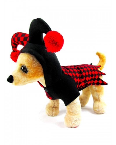 Dog Halloween Costume Harley Quinn Clown Red Black Checkered Pet Costumes Halloween Outdoor