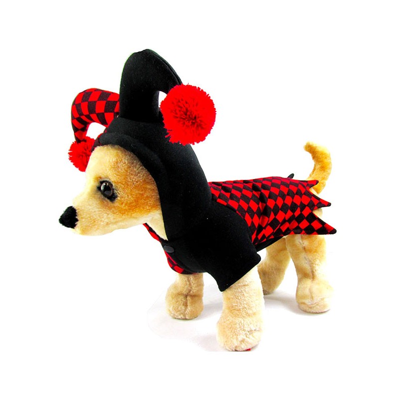 Dog Halloween Costume Harley Quinn Clown Red Black Checkered Pet Costumes Halloween Outdoor