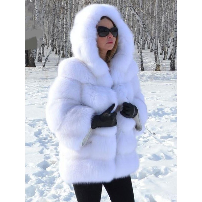 Faux Fur Coat Hooded Warm 2023 Short Plush Outerwear For Women Classic  Traditional Casual Fall Winter