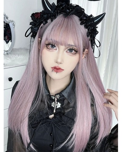 Lolita Wigs Purple Long Heat-resistant Fiber Lolita Accessories Steampunk Gothic Daily Casual Tea Party