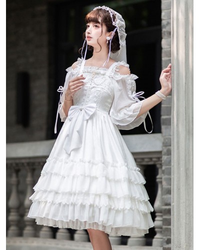 Sweet Lolita Dress Polyester Sleeveless Jumper Lolita Wedding Dress