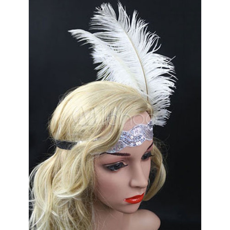 1920s Fashion Flapper Headband Vintage Feather Costume Accessories For Women Halloween Party