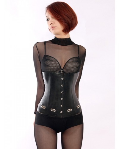 Unisex Halloween Shaping Black Front Buckles Latex Corset Halloween