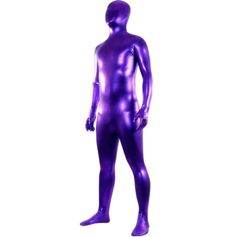 Purple Unisex Shiny Metallic Zentai Suit