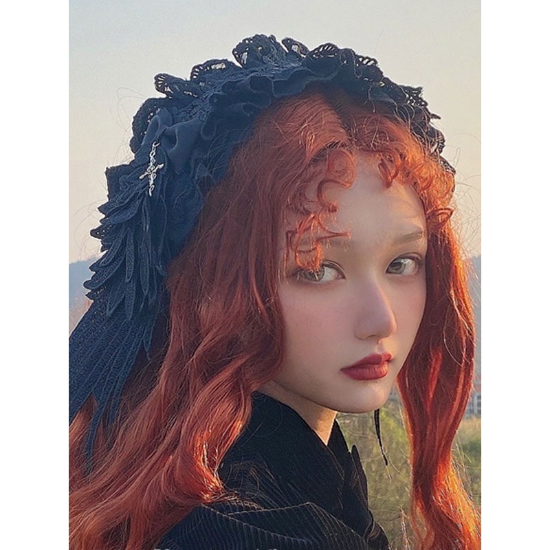 Black Lolita Headwear Ruffles Lace Polyester Fiber Lace Miscellaneous Black Lolita Headwear Accessories Daily Casual Tea Party