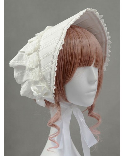 White Vinatge Bows Cotton Lolita Hat Lovely