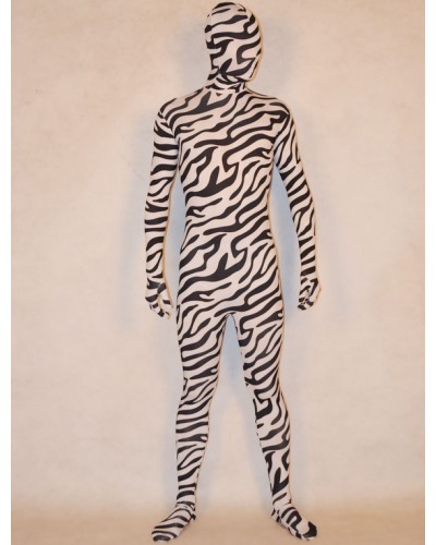 Morph Suit Black Zebra Print Lycra Spandex Frabic Zentai Suit Unisex Full Body Suit Bodysuit