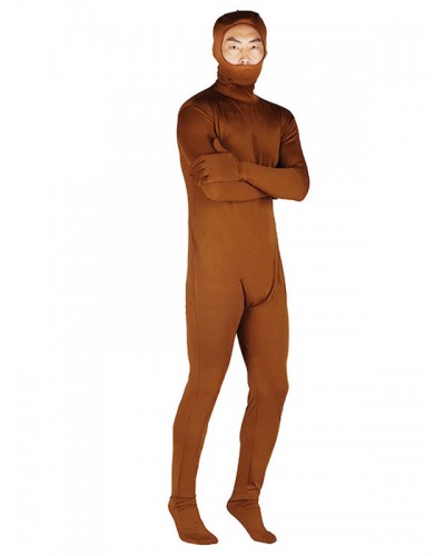 Morph Suit Coffee Brown Unicolor Zentai Suits Full Body Lycra Spandex Jumpsuit